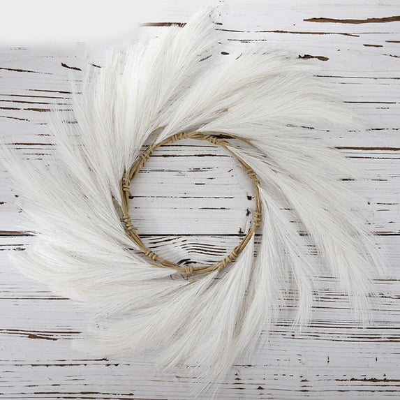 D-GROEE Faux Pampas Grass Wreath for Home Decor - Modern Wreath - No Shedding, Long Lasting Unique Farmhouse Decor - from Lightweight Cloth
