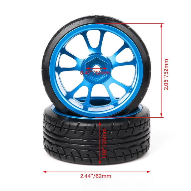 BQLZR Pneus de 65 mm de diam¨¨tre, Lisses en Plastique Noir avec Jantes Vertes pour Voitures RC 1: 10, pour la Course sur Route et la d¨¦Rive, Pack de 4 BQLZR Pneus de 65 mm de diam¨¨tre, Lisses en Plastique Noir avec Jantes Vertes pour Voitures RC 1: 10, pour la Course sur Route et la d¨¦Rive, Pack de 4