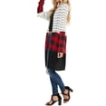 thumbnail image 4 of Women's Open Front Long Knit Cardigan Draped Snap Buffalo Plaid Shirt, 4 of 6