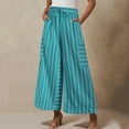 thumbnail image 2 of Sexlip Women Drawstring Striped Pants Loose Wide Leg Lounge Pants Casual Palazzo Pants Trousers with Pockets Blue XL, 2 of 5