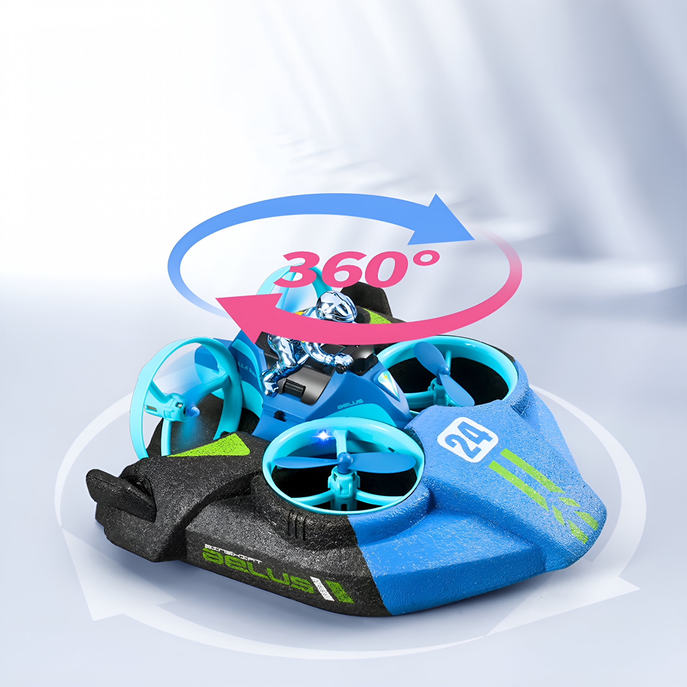 BESTSKY 3-in-1 Land Water Air Remote Control Toy - All-Terrain RC Car/Stunt Drone/Hovercraft Boat,Waterproof 360° Tumbling Drift Car with Anti-Collision Design,High-Speed Amphibious RC Toy