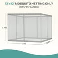thumbnail image 3 of Aoodor Universal 12 x 12 ft. Gazebo Replacement Mosquito Netting Screen 4-Panel Sidewalls with Double Zipper for Patio Backyard Deck and Lawns (Only Netting), 3 of 6
