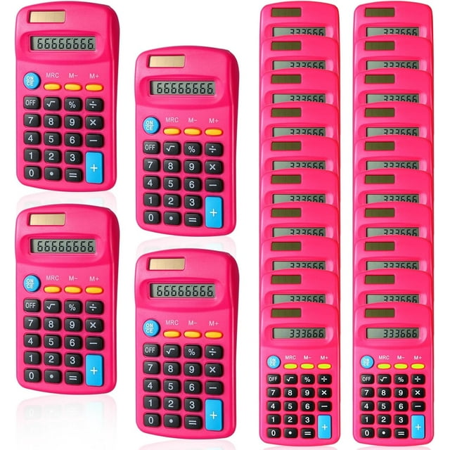 24 calculadoras básicas para estudiantes, calculadoras pequeñas de bolsillo, mini calculadoras portátiles de doble potencia.