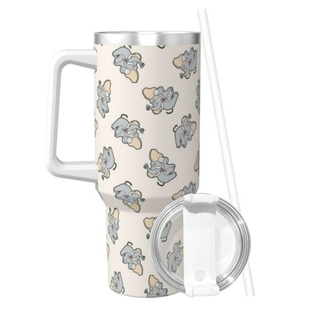 

Dumbo 40 Oz Tumbler With Handle And Straw Lid | Insulated Cup Stainless Steel Water Bottle Travel Mug Cupholder Use | Gifts For Women