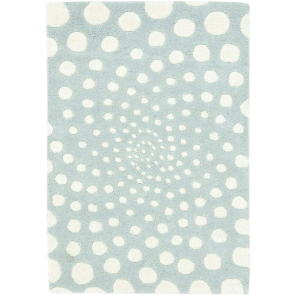 SAFAVIEH Soho Chloe Polka Dots Wool Area Rug, Blue/Ivory, 2' x 3'