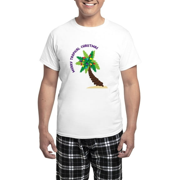 CafePress - Merry Tropical Christmas Men's Light Pajamas - Men's Light Loose Fit Cotton Pajama Set