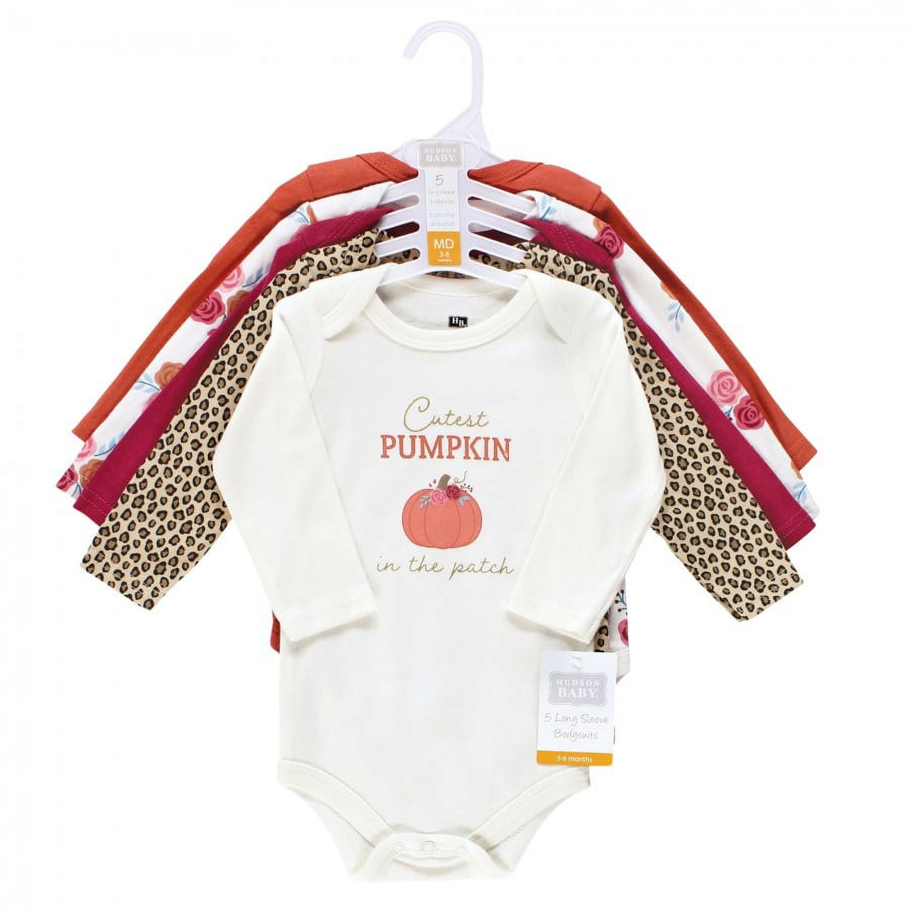 Hudson Baby Cotton Long-Sleeve Bodysuits, 5-Pack, Newborn- 24 Months