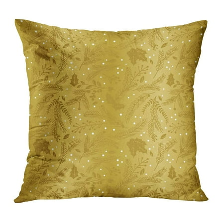 Holiday Faux Florals ECCOT Poinsettia Pattern of Faux Gold Foil Christmas Holiday Florals Antique Berries Blueberries Branch Bunting Pillowcase Pillow Cover Cushion Case 18x18 inch ()