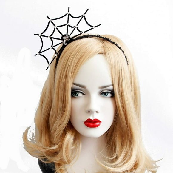 LSHDXD Diadema de telaraña de Halloween para mujer, brillante, brillante, acrílico, diamantes artificiales, diadema, bandas para el cabello para decoraciones de Halloween, suministros para fiestas