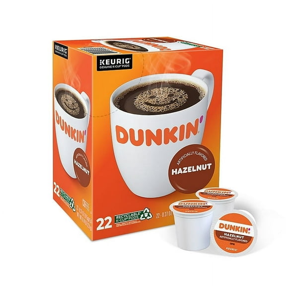 Dunkin' Hazelnut Coffee, Medium Roast, 0.37 oz. Keurig K-Cup Pods, 22 ct Pack of 3