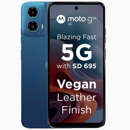 Motorola Moto G34 DUAL SIM 128GB ROM + 4GB RAM (GSM ONLY | NO CDMA) Factory Unlocked 5G Smartphone (Ocean Green) - International Version