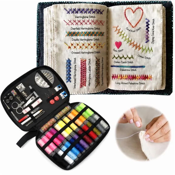 Embroidery Stitch Book Kit, Stitch Book Kit, Embroidery Stitch Book, Complete Sewing Tools Portable DIY Stitched Book for Beginners, Home Craft & Travel Use