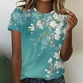 thumbnail image 2 of Otvok Womens Dressy Tops Ladies Fashion Casual Short Sleeve Flower Print Round Neck Pullover Top Blouse, 2 of 6