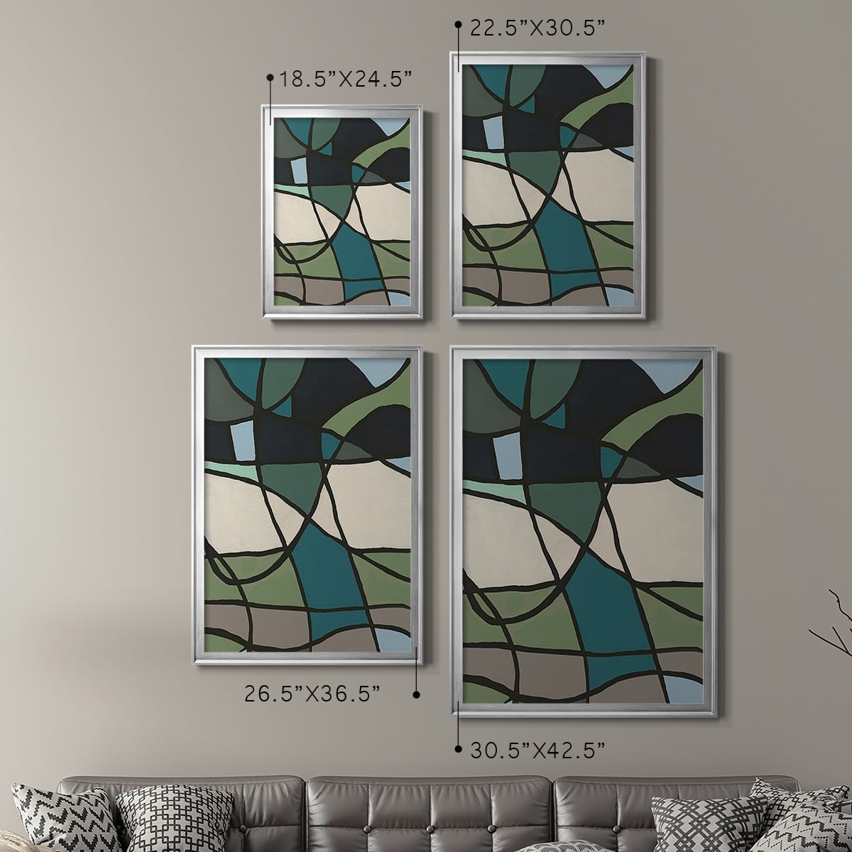Multicolor Stained Glass I Premium Framed Print, in Gold, Black, or Silver - Ready to Hang