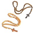 thumbnail image 2 of Religious Wooden Antique Cross Rosary Pendant Necklaces Beads Catholic Jesus Christ Rosary Necklace Men Women Jewelry, 2 of 5