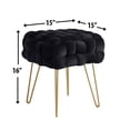 thumbnail image 4 of Ornavo Home Mirage Square Woven Velvet Ottoman with Gold Metal Legs, 4 of 5