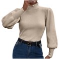 thumbnail image 4 of MaFYtyTPR Sweater Tops for Women Fashion Women's Solid Long Sleeve Turtleneck Pullover Casual Thermal Sweaters Khaki L, 4 of 5