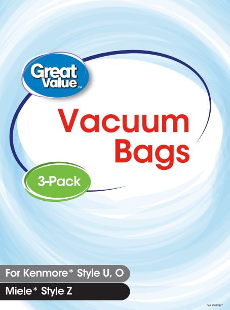 Great Value Kenmore U/O/5068 & Miele Style Z Premium Vacuum Bag, 3-Pack, 2377