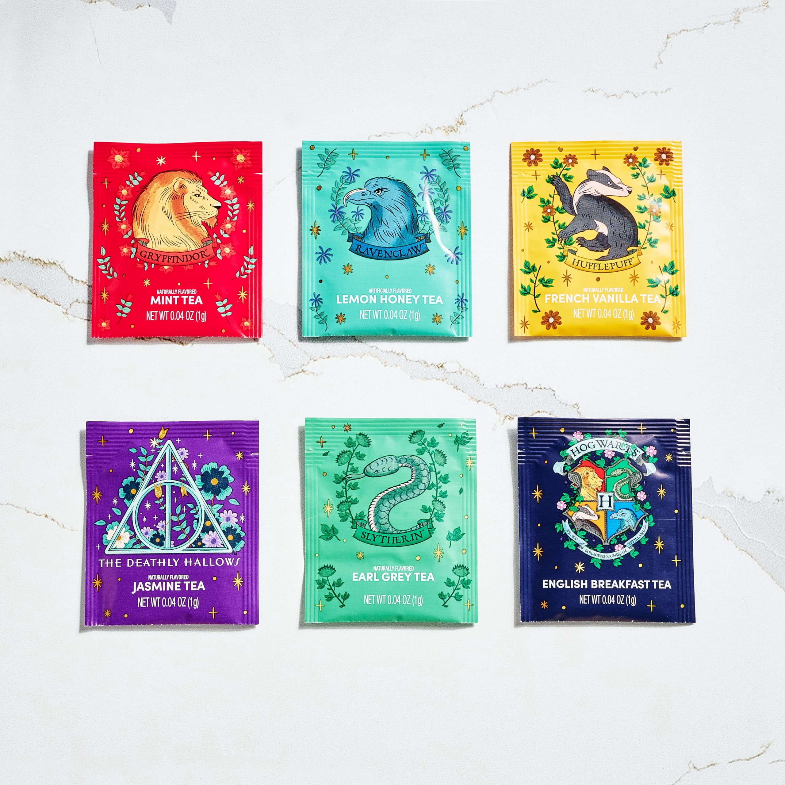 Thoughtfully HARRY POTTER Tea Assortment Gift Set, Includes Stir Wand and 48 Black and Green Tea Bags in 6 Flavors