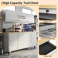 thumbnail image 5 of JustSmart 72" Tool Chest Rolling Workbench with 15 Drawers, 3 Cabinets & Wheels, Stainless Steel Garage Storage Cabinet, Rubber Wood Top, Locking System, Heavy Duty Mobile Tool Box Cart, 5 of 17