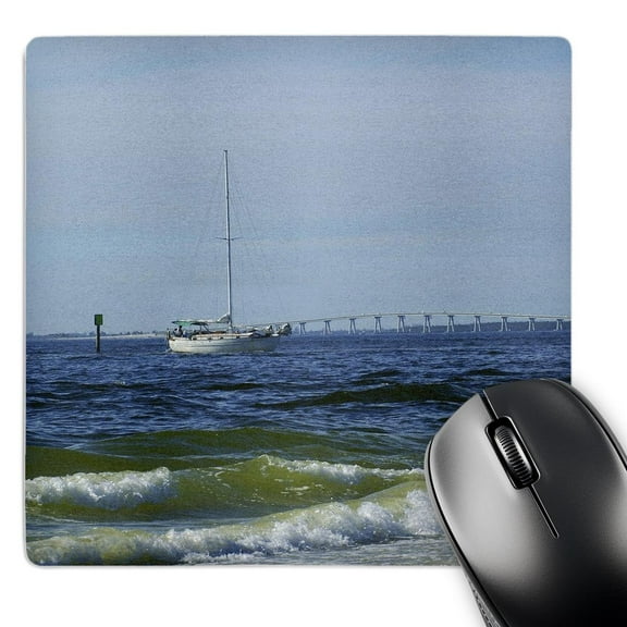 3dRose, Sailboat Waves and Sanibel Florida Bridge, MousePad