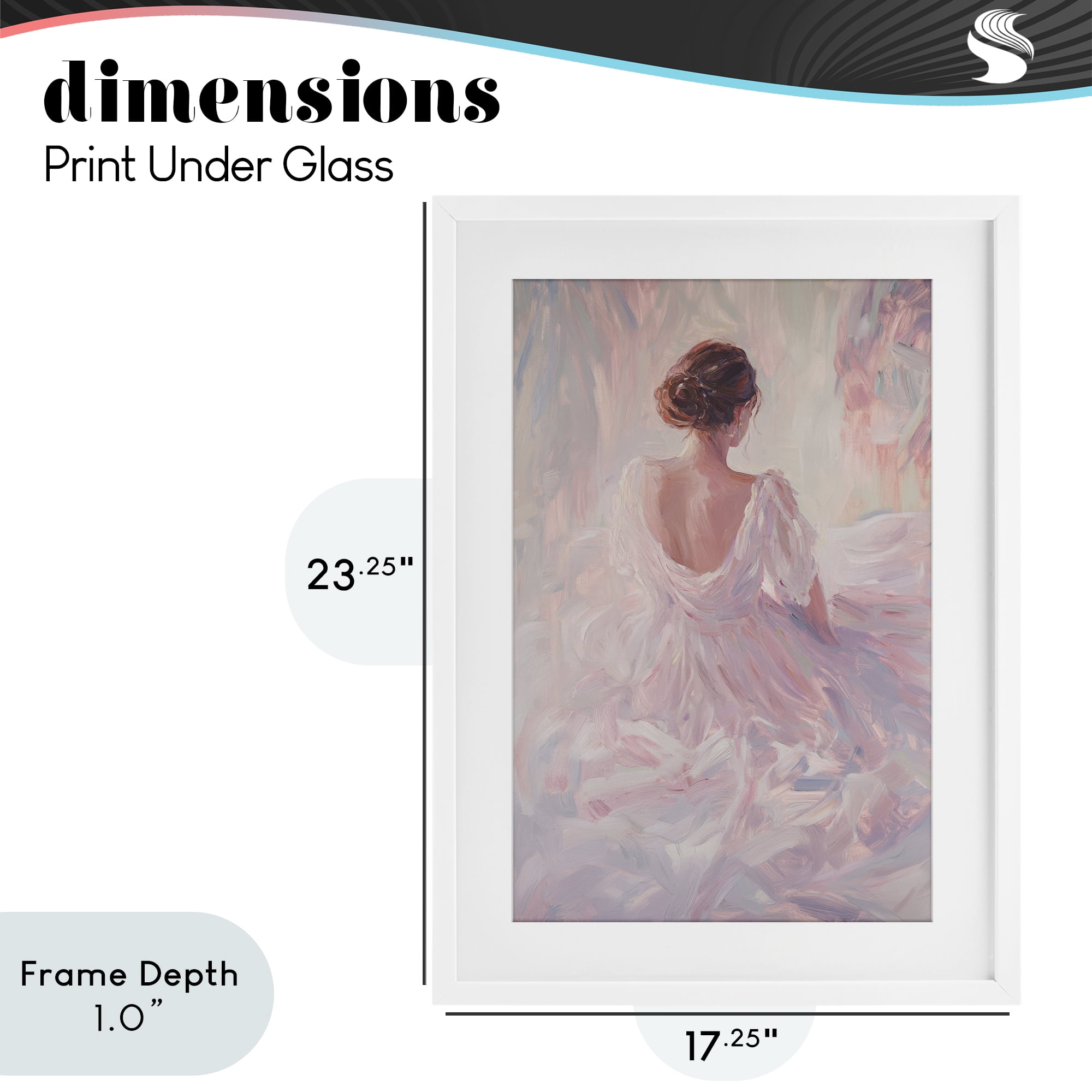 Stupell Industries Graceful Woman in Blush Gown White Framed Print Under Glass, design by Petal Prints Design
