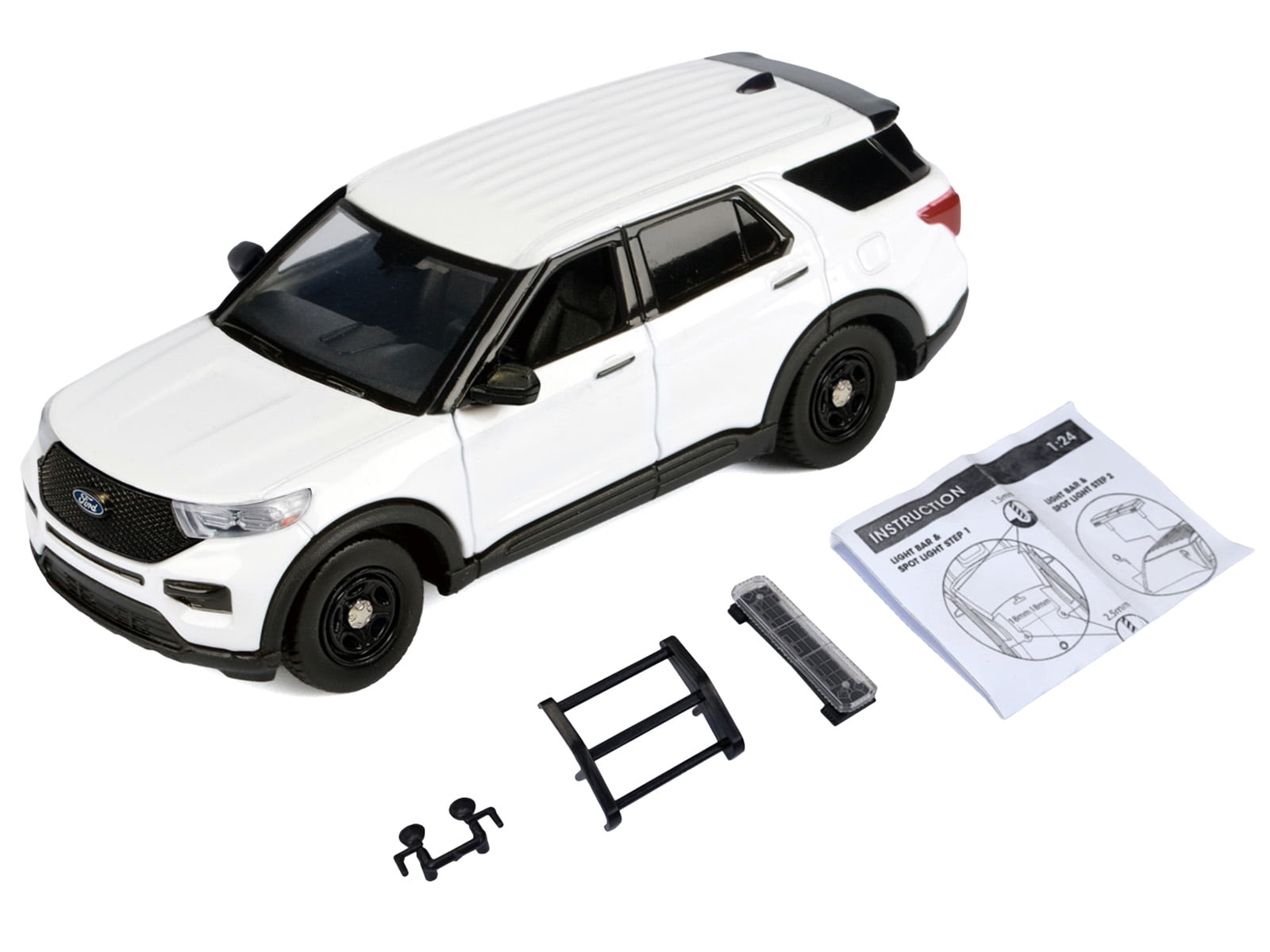 2022 Ford Police Interceptor Utility Unmarked White "Builder's Kit" 1/24 Diecast Model Car by Motormax