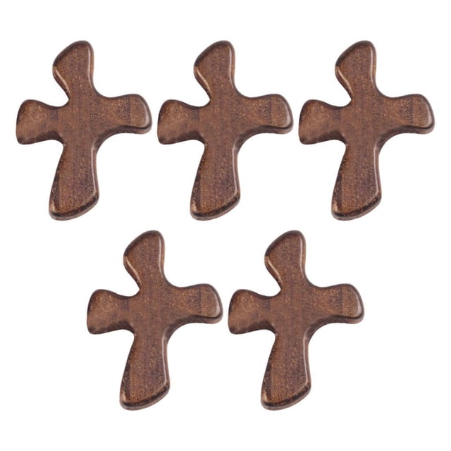 5x Cruz de oración de madera Cruz de oración de mano Regalo religioso Amigo Aferrado Palma Marrón oscuro