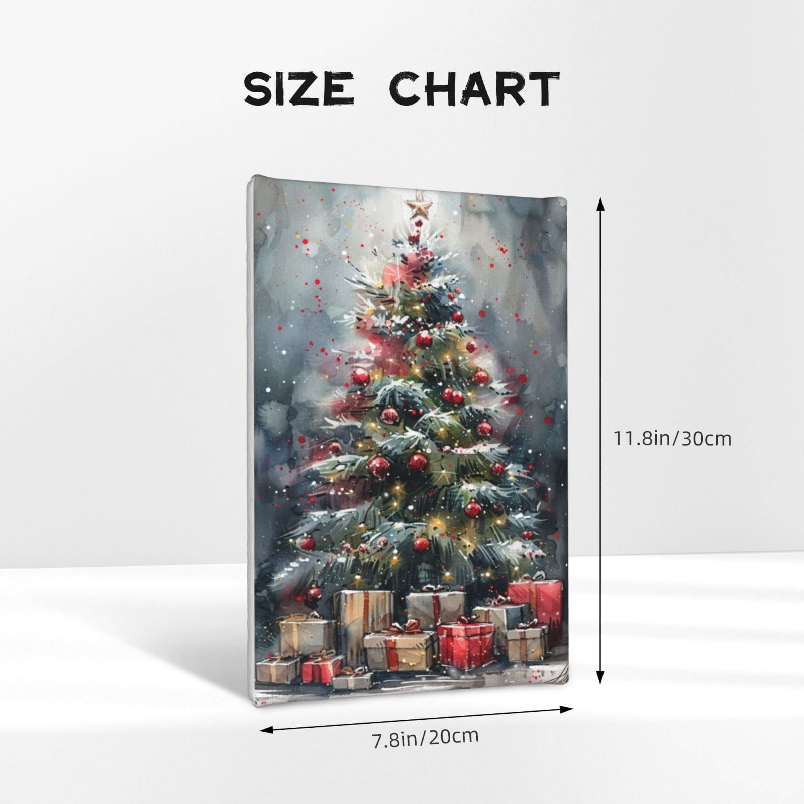 8x12 inch Canvas Hanging Picture Christmas Tree & Gift,Apartment,Restaurant,Bathroom,Cafes Wall Art Decor Canvas Painting,Charm Festival Decoration,Exquisite Christmas Tree & Gifts Painting