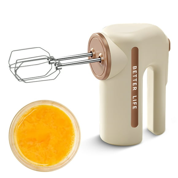 Hand Mixer with Dual Whisk Electric Handheld Kitchen Stand Mixer 5 Speed Adjustable 304 Stainless Steel Beater Portable Cordless Rechargeable Standing Mixer with Ergonomic Handle for Baking Cooking