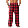 thumbnail image 4 of GrmtClth Men's Fuzzy Plush Pajama Pants Casual Flannel Fleece Comfort Soft Plaid Night Pants Winter Fall Warm Cozy Pj Bottoms with Pockets Wine XL, 4 of 5