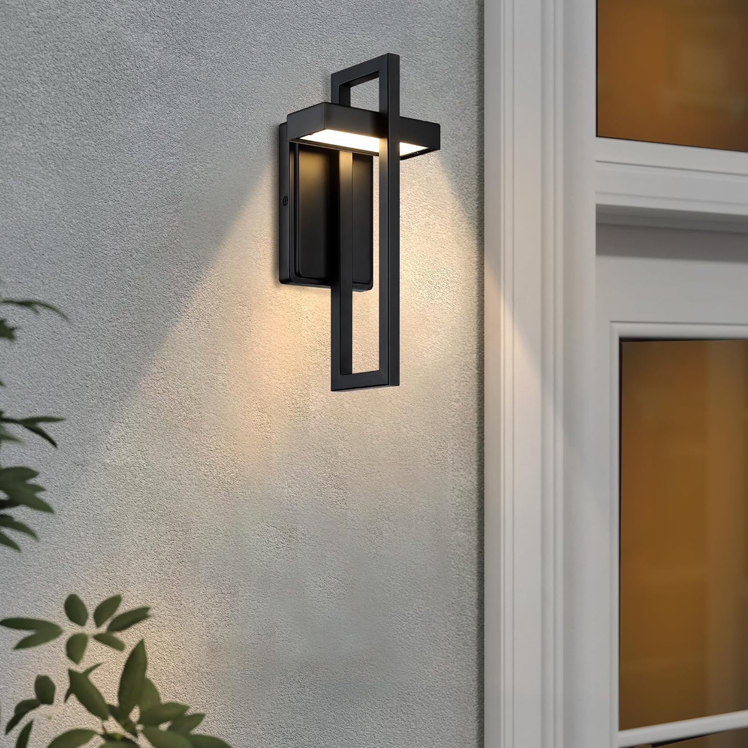 13.2"H LED Outdoor Wall Light Sconce, 2700K Soft Warm White, Bright 400 Lumens, Matte Black