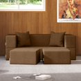 thumbnail image 2 of Jaxx Zipline Convertible Sleeper Loveseat & Ottomans, Textured Microvelvet - Toffee, 2 of 7
