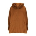 thumbnail image 6 of DAFPZW Womens Oversized Knit Poncho with Zipper Front Faux Fur Trim Hood Coat Long Sleeve Loose Fit Outerwear Jacket Fashion Clothes, 6 of 8