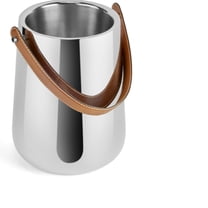 nambe Tahoe Wine Chiller, Double-Walled to Keep Spirits or Champagne Cold - Sleek Stainless Steel with Genuine Leather Handle, Modern Barware Essential - Great Gift for Any Occasion