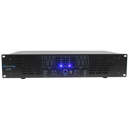 3000 Watt Mono Amplifier Amp - Technical Pro AX3000 3000 Watt 2 Channel 2U DJ Power Amplifier w/ 3 Band EQ