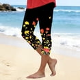 thumbnail image 2 of felwors Multi Floral Print High Waist Capri Leggings for Women Yellow S, 2 of 4