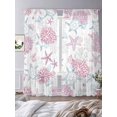 thumbnail image 3 of Summer Marine Life Sheer Curtains 2 Panels Set Ocean Starfish Coral Coastal Sea Turtle Pink Sheer Window Curtains Light Filtering Rod Pocket Voile Drapes for Bedroom Living Room 52"X84", 3 of 8