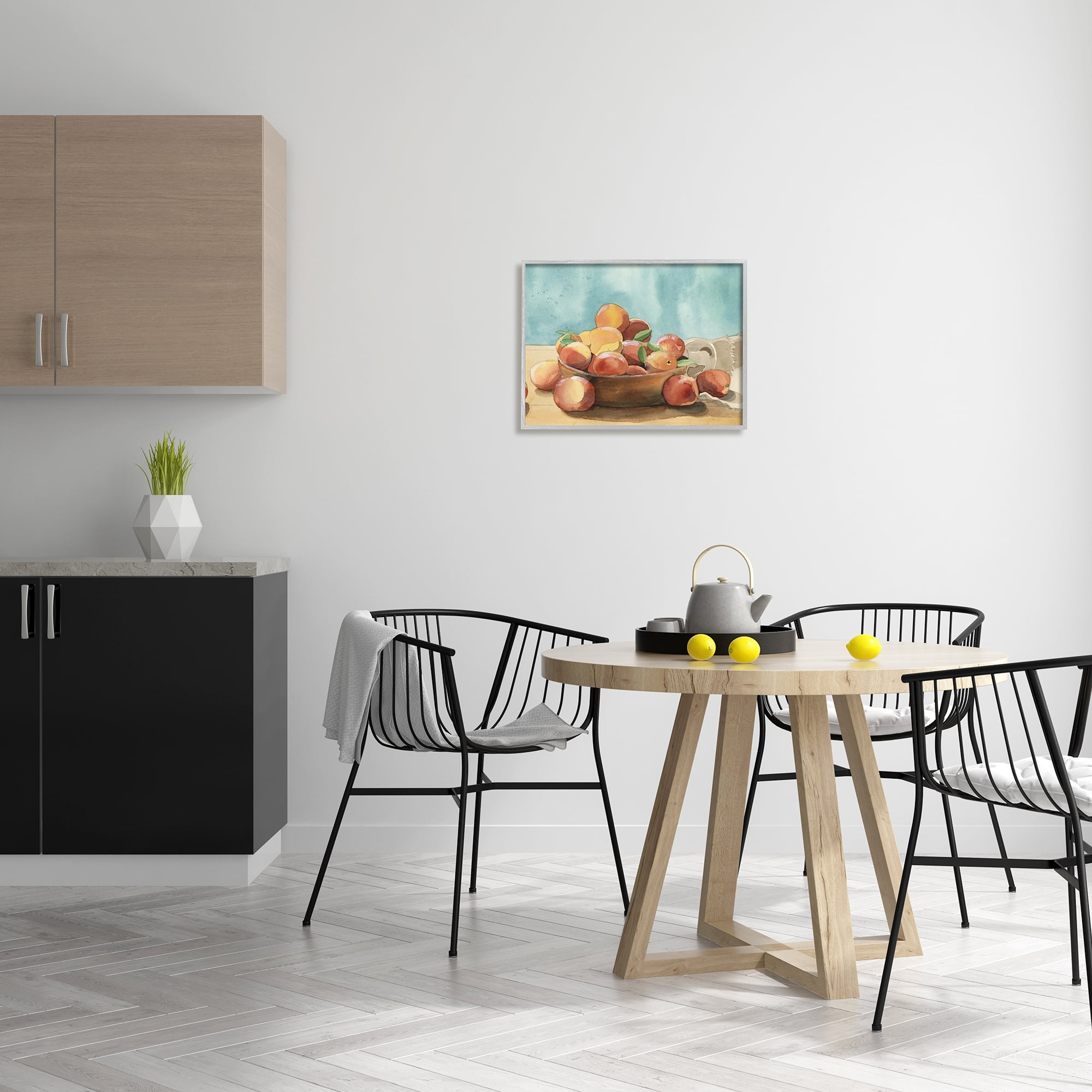 Stupell Industries Kitchen Peaches Still Life Food & Beverage Painting Gray Framed Art Print Wall Art, 20 x 16