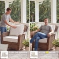 thumbnail image 5 of 3 Set Outdoor Chair Cushions 24 x 24 x 6 inch for Patio Furniture, Fade & Water Resistant Patio Cushions with Removable Cover and Straps, Beige, 5 of 11