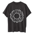 thumbnail image 3 of WREESH Loose Printed Women's T-Shirts Oversized Round-Neck Short Sleeve Blouses Gray, 3 of 5