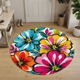 thumbnail image 3 of Round Area Rugs 4Ft, Bohemia Floral Non-Slip Washable Circle Rugs Carpet, Summer Abstract Flower Blossom Leaf Watercolor Indoor Outdoor Rug Floor Mats Throw Runner for Bedroom Living Room Bathroom, 3 of 8