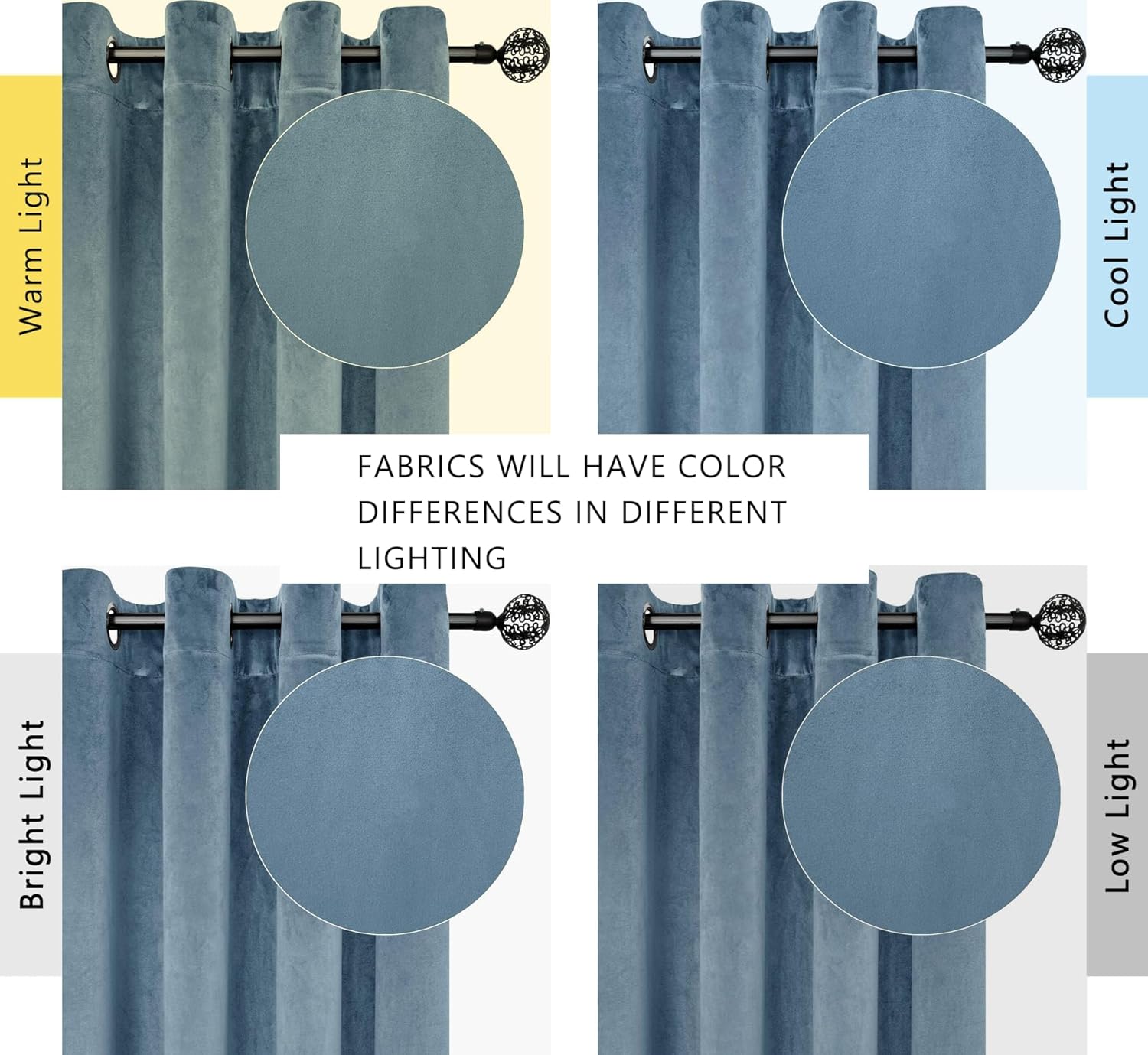 SMILETIME Sky Blue 52 x 96in Long Velvet Curtains with Grommet, Thermal Insulated Super Soft Privacy Noise Reducing Light-Filtering Velvet Curtains for Living Room, 2 Panels