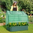 thumbnail image 6 of EAGLE PEAK  4x3x1 ft Outdoor Galvanized Steel Raised Garden Bed with Greenhouse 2 Zippered Windows, Planter Kit Box,Green, 6 of 7