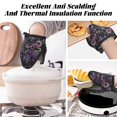 thumbnail image 3 of Purple Green Flower Paisley Oven Mitts Heat Resistant - Soft Lining Silicone Mini Oven Mitts with HangingLoop, Kitchen Oven Gloves Heat Resistant 500℉ for Cooking Baking Microwave, 3 of 7