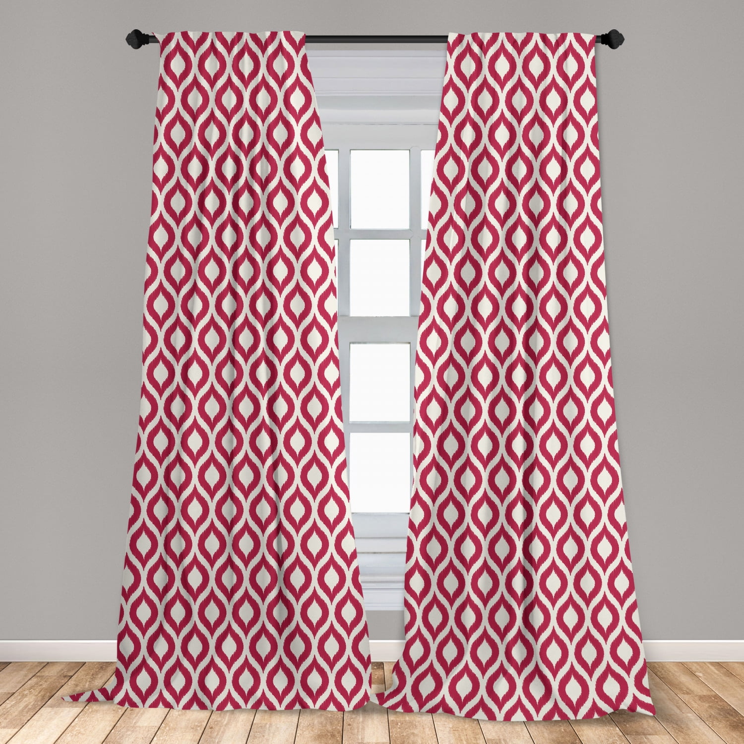 Kirkland's Red Tan Gatehill Grommet Geometric Curtain 2 Panels 37 x 95 10 Avail.