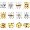 thumbnail image 1 of 40pcs 4 Colors Double Beads Caps with Rhinestone Filigree Flower Cup 8mm Rhinestone Bead Caps Cap Spacer for Jewelry Making DIY, 1 of 8