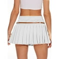 thumbnail image 6 of Women'S Belted A-Line Stretchy Club Y2k Mini Pleated Skirt with Belt White M, 6 of 8