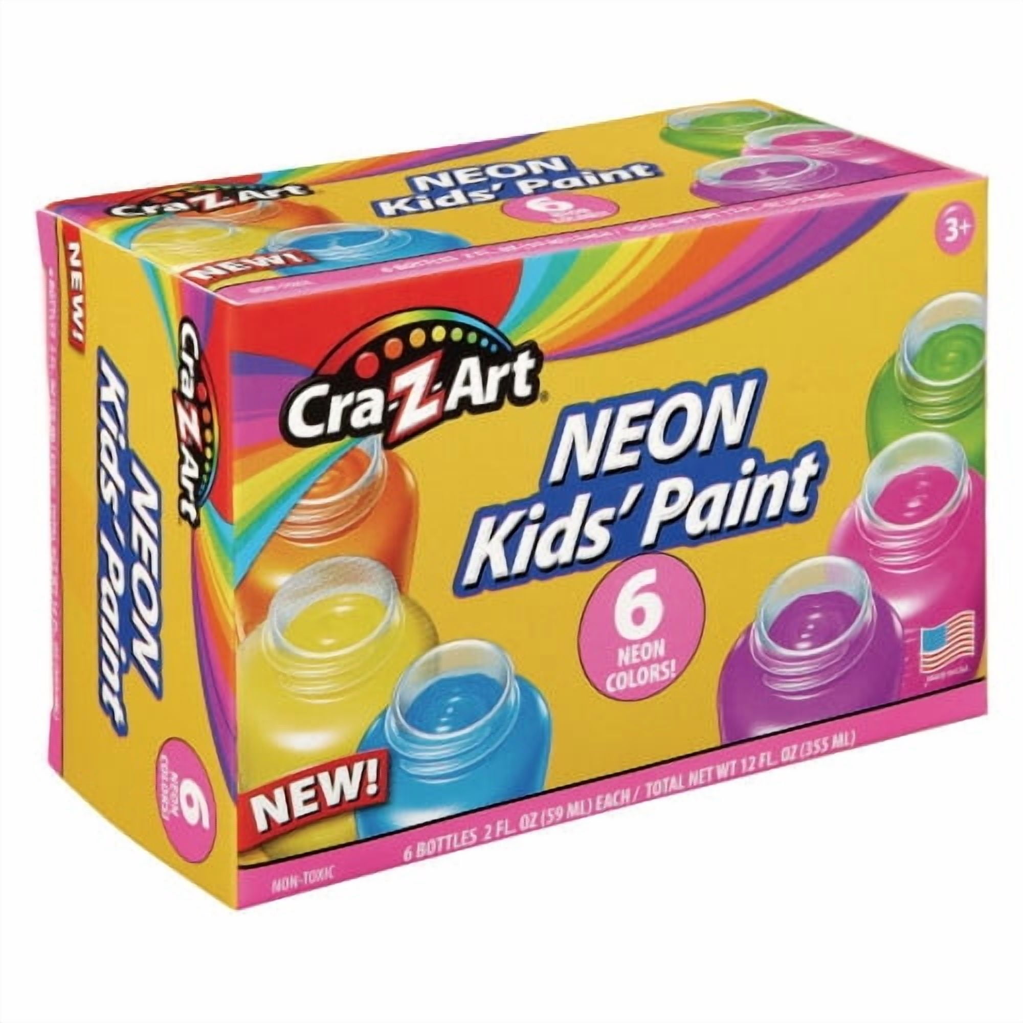 Cra-Z-Art Neon Washable Kids' Paint 6 Assorted Neon Colors 2 oz