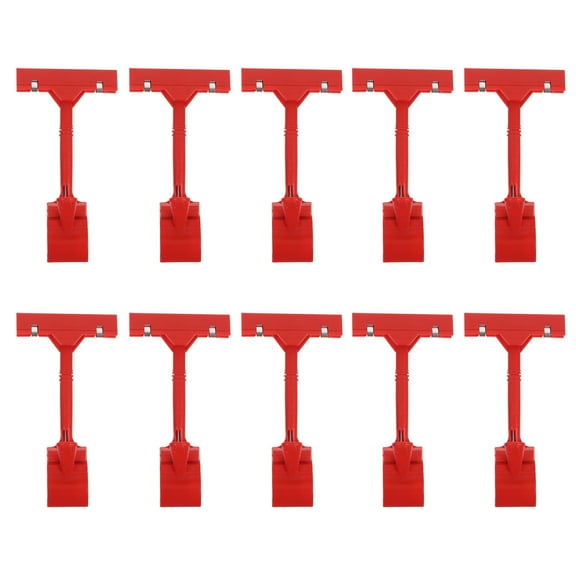 TEHAUX 10 Pcs Sign Clips Holders Tradeshow Booth Accessories Tags Signs Red